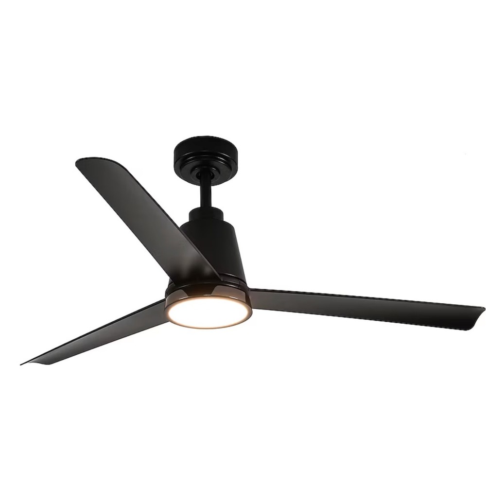 Modern Matte Black Ceiling Fan with Remote & Dimmable LED Light Fixture